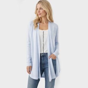 LOFT Airy Linen-Blend Open Front Cardigan